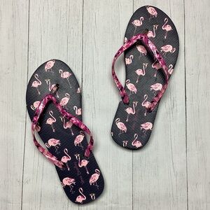 NWOT Vera Bradley Flamingo Navy Blue & Pink Flip Flop Sandals Size 9-10 Large